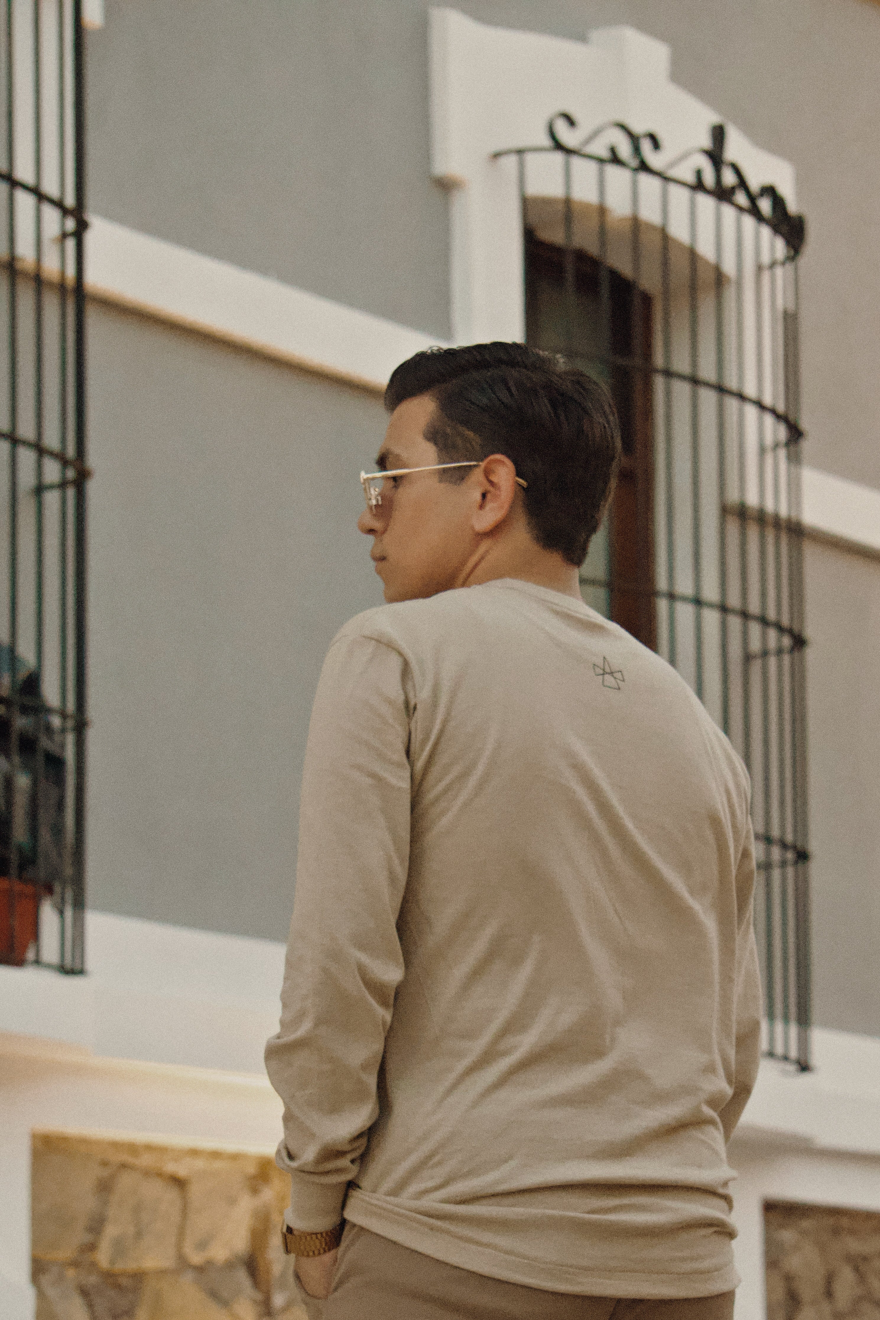 Manga larga beige