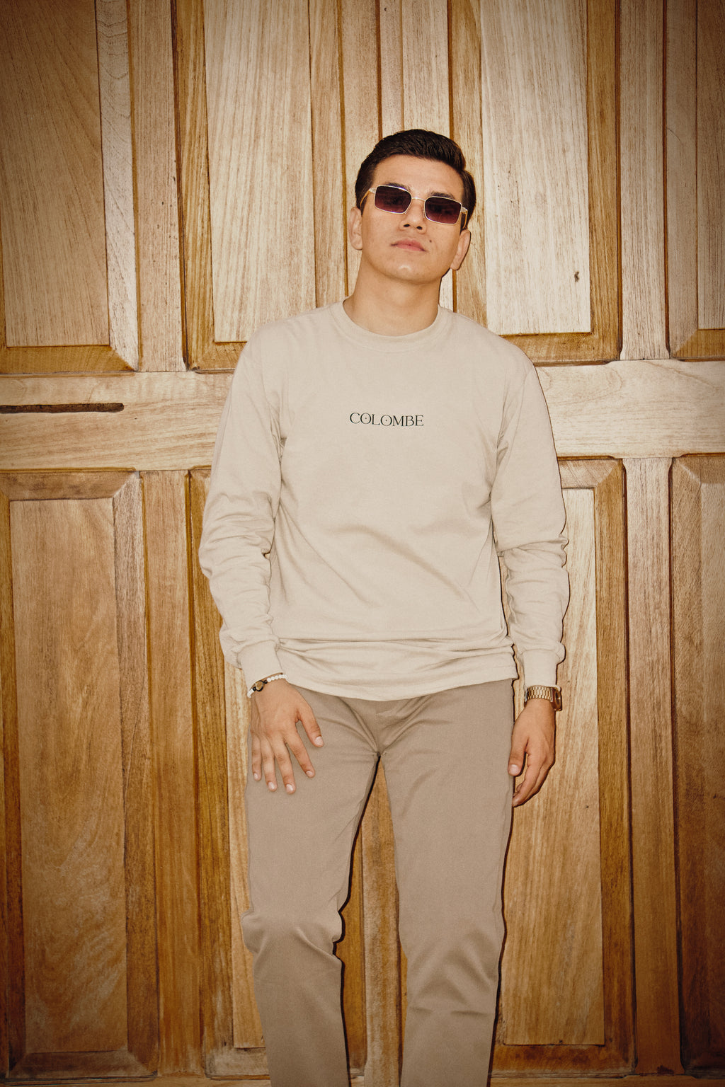 Manga larga beige