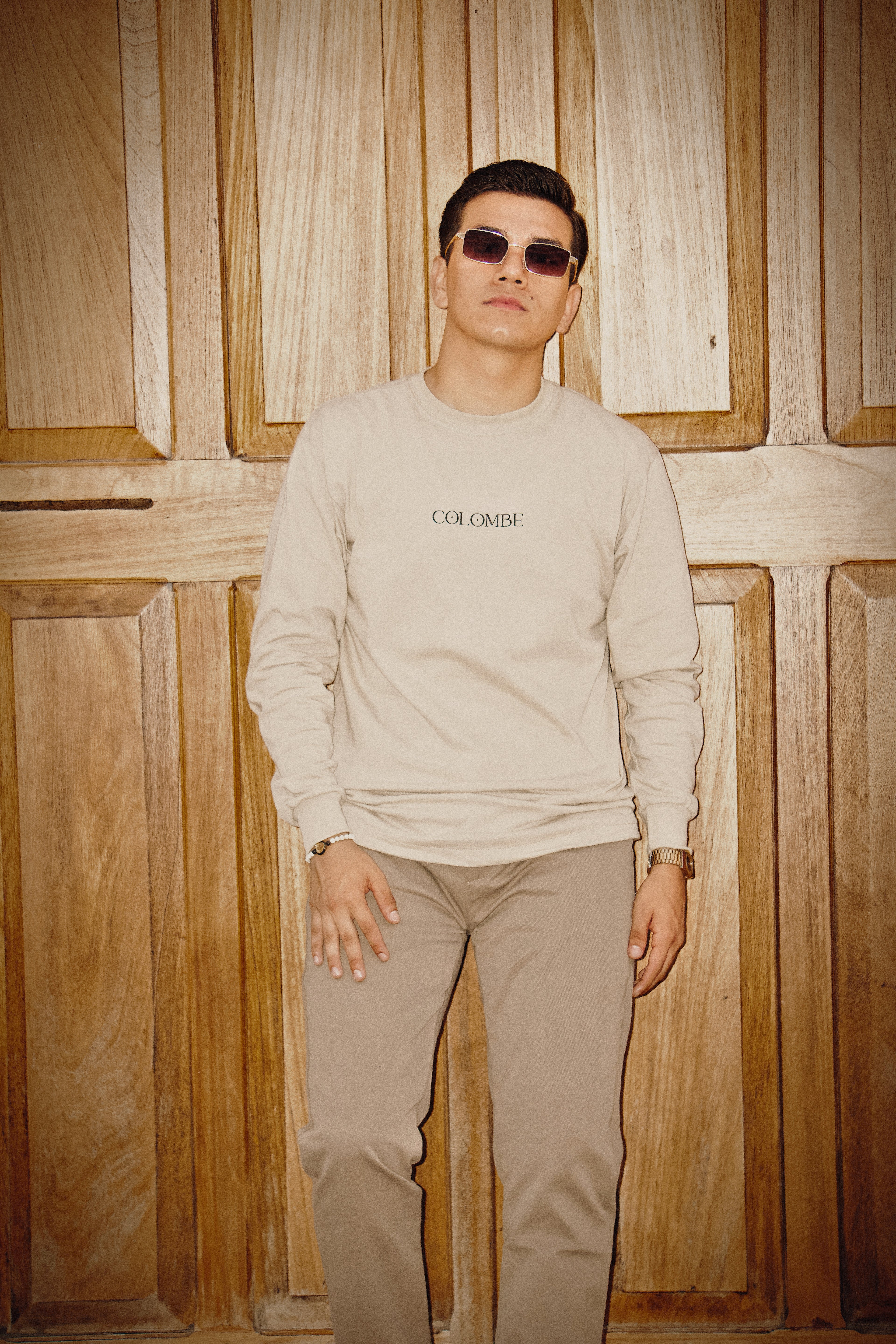 Manga larga beige