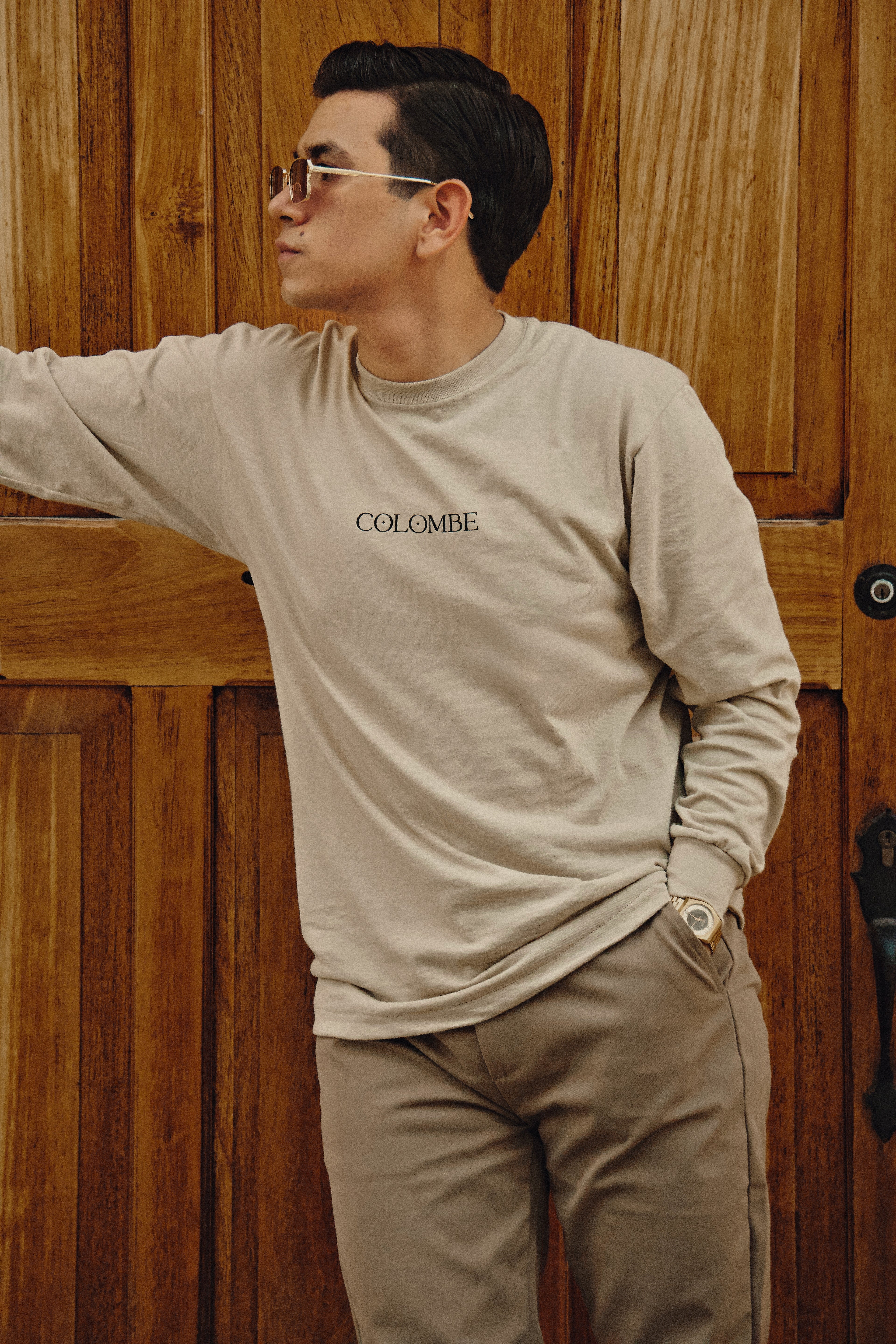 Manga larga beige